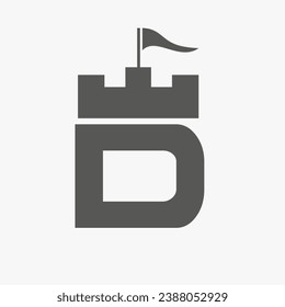 Castle Logo With D Logo Symbol Vector Template