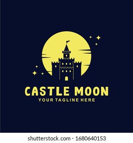 Diseño del logotipo del castillo con estilo plano