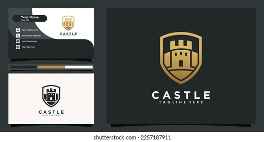 castle logo design inspiration with business card