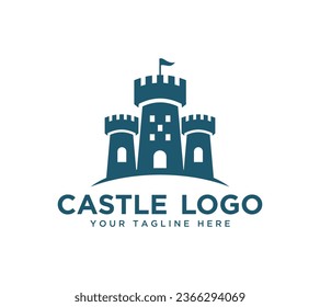 Castle logo design on white background, Vector illustration.