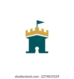 castle logo design royal building logo with color pattern