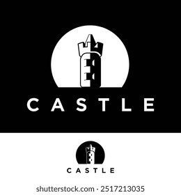 Castle logo design, castle logo template design, emblem, symbol or icon on black and white background