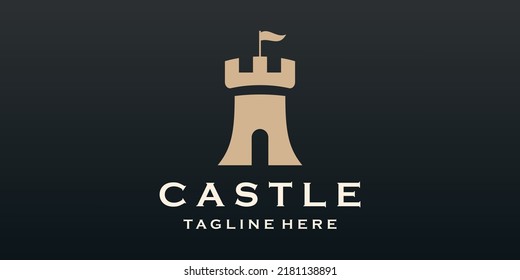 Castle Logo Design Template Flat Style Vector