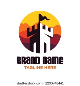 Castle Logo Design Template Inspiration, Vector Illustration.