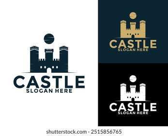 Castle logo design Vector, Creative Vintage Fortress or Castle logo template