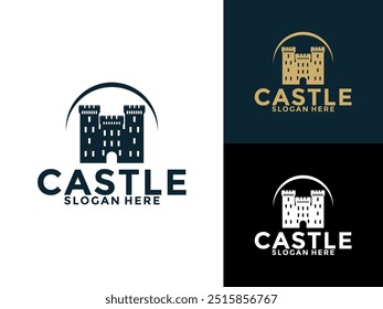 Castle logo design Vector, Creative Vintage Fortress or Castle logo template