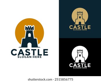 Castle logo design Vector, Creative Vintage Fortress or Castle logo template