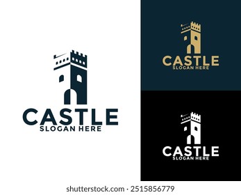 Castle logo design Vector, Creative Vintage Fortress or Castle logo template