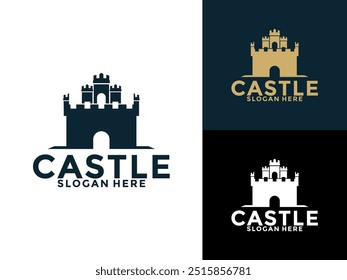 Castle logo design Vector, Creative Vintage Fortress or Castle logo template