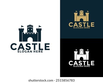 Castelo logotipo design Vetor, Creative Vintage Fortaleza ou Castelo logotipo modelo