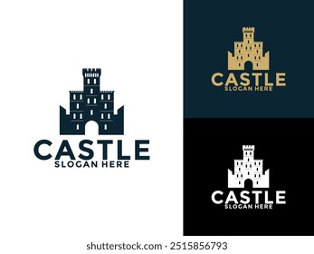 Castle logo design Vector, Creative Vintage Fortress or Castle logo template