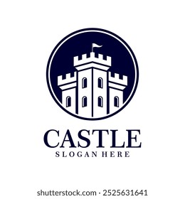 Ilustración vectorial de diseño de logotipo de castillo