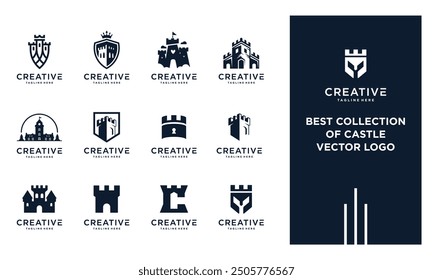 castle logo design vector set. logo template