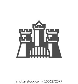 Castle logo design Vector Template. Abstract. Isolated building on white background, illustration