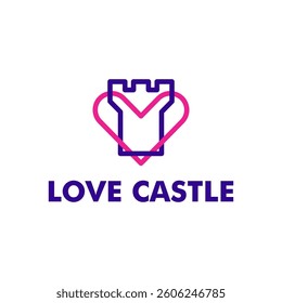 Castle logo design vector template with love	