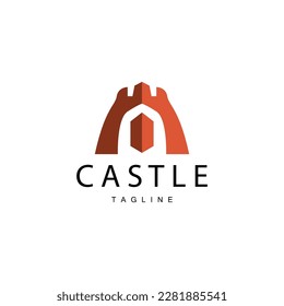 Logotipo del castillo Elegante Diseño sencillo de lujo, Escudo vectorial del castillo real, Icono de ilustración de los templos