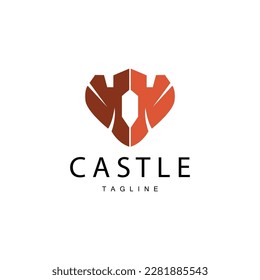 Logotipo del castillo Elegante Diseño sencillo de lujo, Escudo vectorial del castillo real, Icono de ilustración de los templos