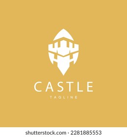 Logotipo del castillo Elegante Diseño sencillo de lujo, Escudo vectorial del castillo real, Icono de ilustración de los templos