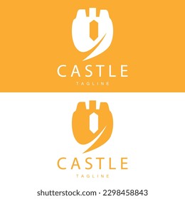 Logotipo del castillo Elegante Diseño sencillo de lujo, Escudo vectorial del castillo real, Icono de ilustración de los templos