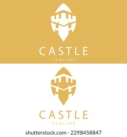 Logotipo del castillo Elegante Diseño sencillo de lujo, Escudo vectorial del castillo real, Icono de ilustración de los templos