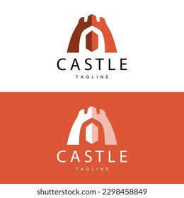 Logotipo del castillo Elegante Diseño sencillo de lujo, Escudo vectorial del castillo real, Icono de ilustración de los templos