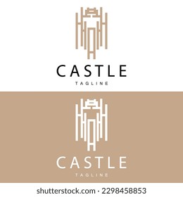 Logotipo del castillo Elegante Diseño sencillo de lujo, Escudo vectorial del castillo real, Icono de ilustración de los templos