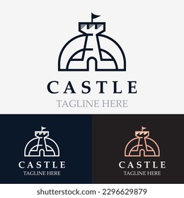 Castle logo graphic template design, Ancient castle vintage vector