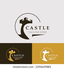 Castle logo graphic template design, Ancient castle vintage vector
