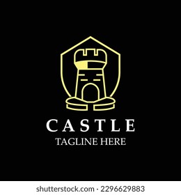 Castle logo graphic template design, Ancient castle vintage vector