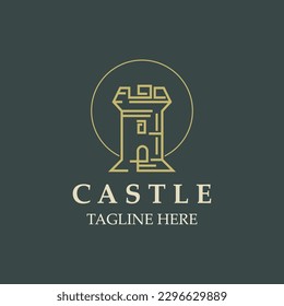 Castle logo graphic template design, Ancient castle vintage vector