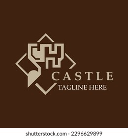Castle logo graphic template design, Ancient castle vintage vector