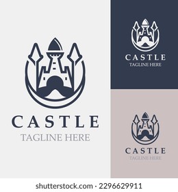 Castle logo graphic template design, Ancient castle vintage vector