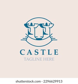 Castle logo graphic template design, Ancient castle vintage vector