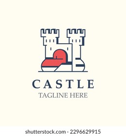 Diseño de plantilla gráfica del logotipo del castillo, vintage antiguo del castillo