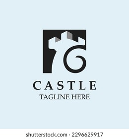 Castle logo graphic template design, Ancient castle vintage vector