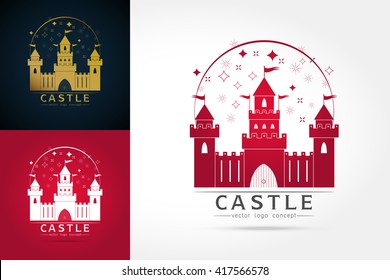 Castle logo icon . Abstract. Isolated building on white background,vector illustration