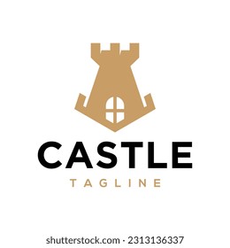 Castle logo, icon, and illustration full vector