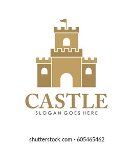 Castle logo, icon, and illustration full vector