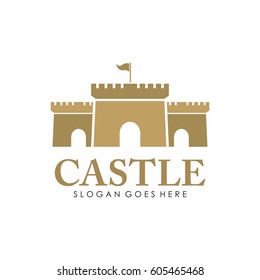 Castle logo, icon, and illustration full vector