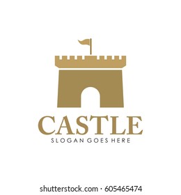 Castle logo, icon, and illustration full vector