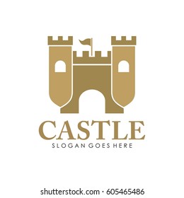 Castle logo, icon, and illustration full vector