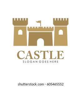 Castle logo, icon, and illustration full vector