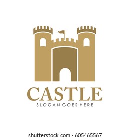 Castle logo, icon, and illustration full vector