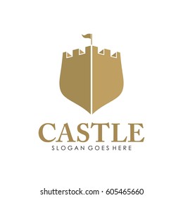 Castle logo, icon, and illustration full vector