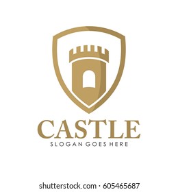 Castle logo, icon, and illustration full vector