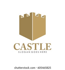 Castle logo, icon, and illustration full vector