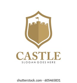 Castle logo, icon, and illustration full vector