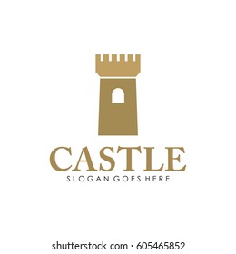 Castle logo, icon, and illustration full vector