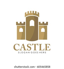 Castle logo, icon, and illustration full vector