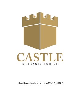 Castle logo, icon, and illustration full vector